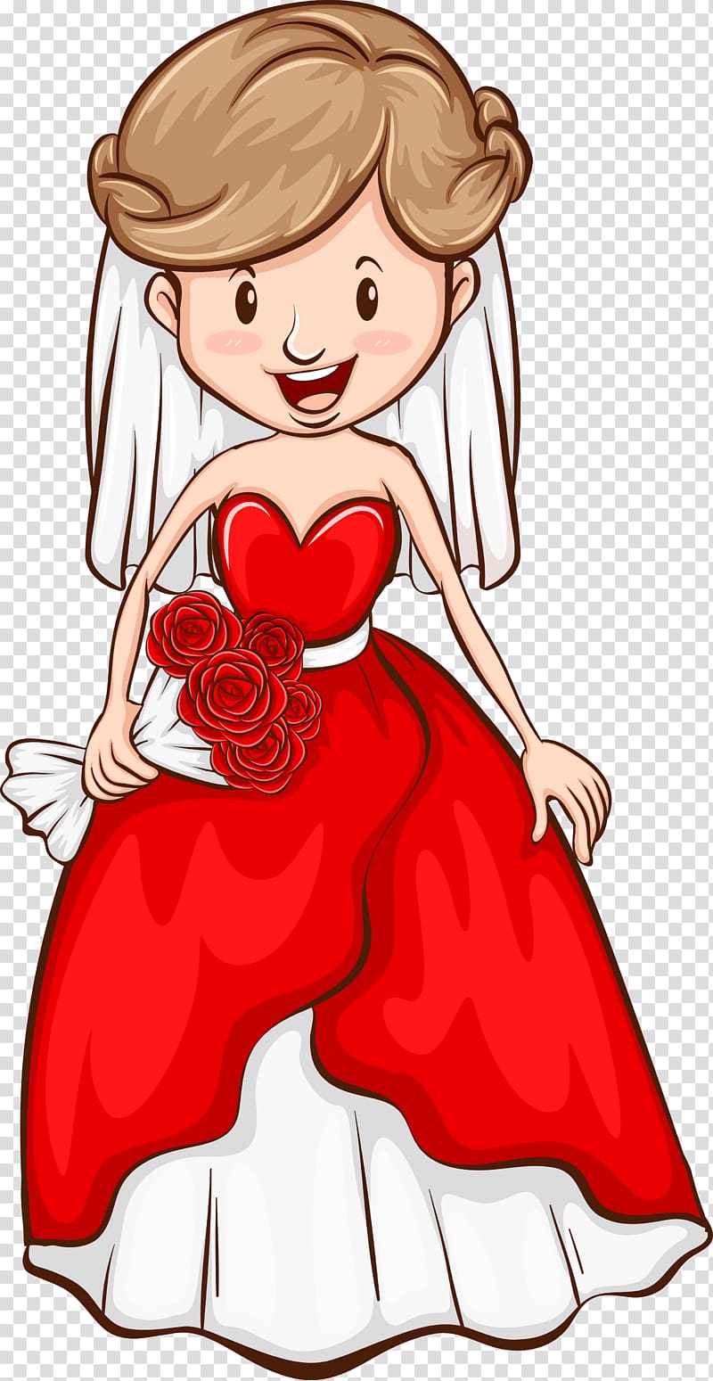 Newlywed Marriage , cartoon bride transparent background PNG clipart