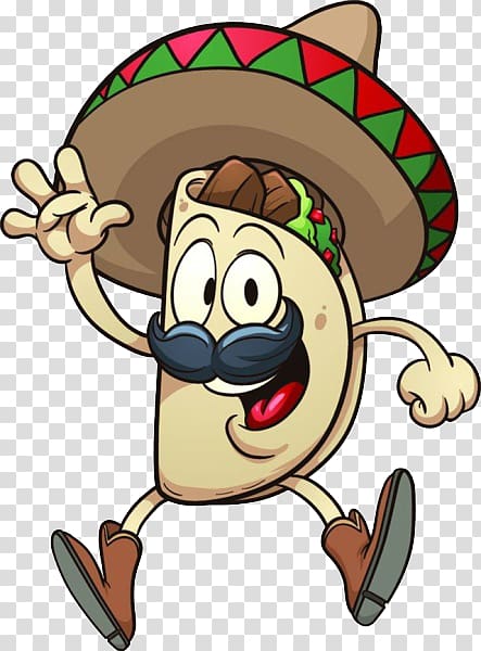 burrito , Taco Mexican cuisine Cartoon , Cartoon tacos transparent background PNG clipart