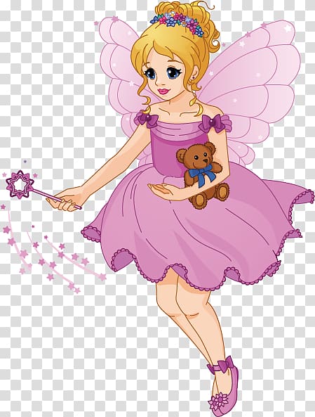 blonde hair female fairy illustration, Fairy Cartoon Wand Illustration, Beautiful flower fairy transparent background PNG clipart