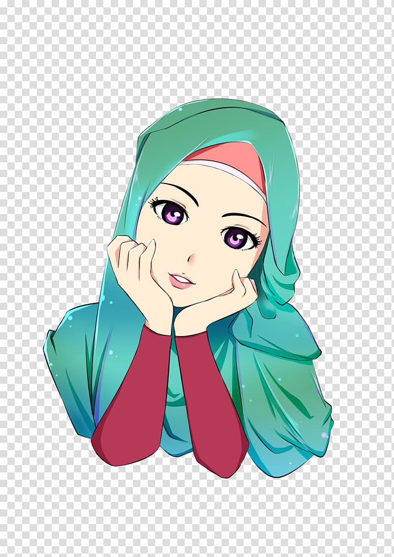 Girl anime character, Muslim Hijab Islam Drawing, muslin, cartoon,  fictional Character, girl png | Klipartz
