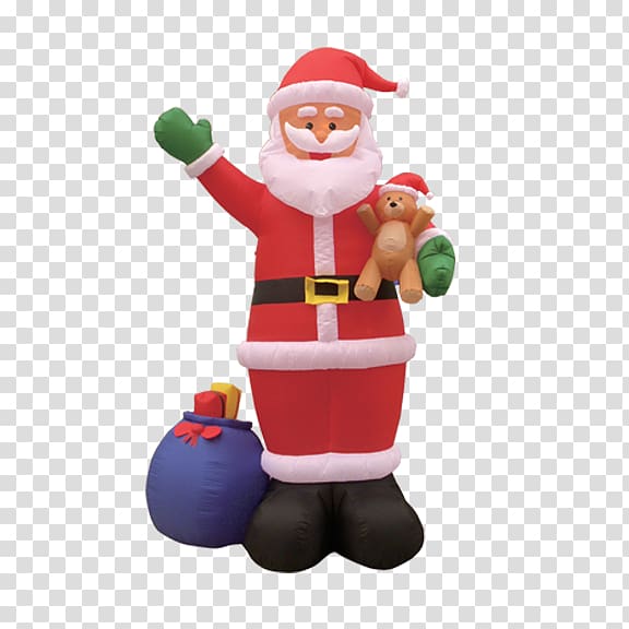 12 Foot Christmas Inflatable Santa Claus with Gift Bag and Bear Christmas decoration Christmas Day, santa claus transparent background PNG clipart