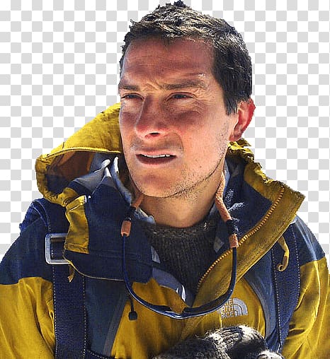 man wearing yellow and blue zip-up hoodie, Bear Grylls Yellow Coat transparent background PNG clipart
