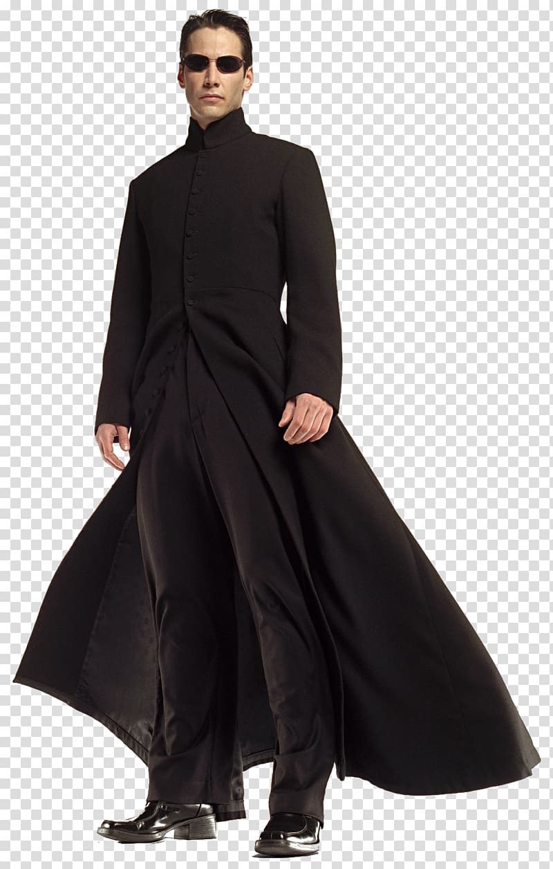 Keanu Reeves Neo Trench coat Jacket, matrix transparent background PNG clipart