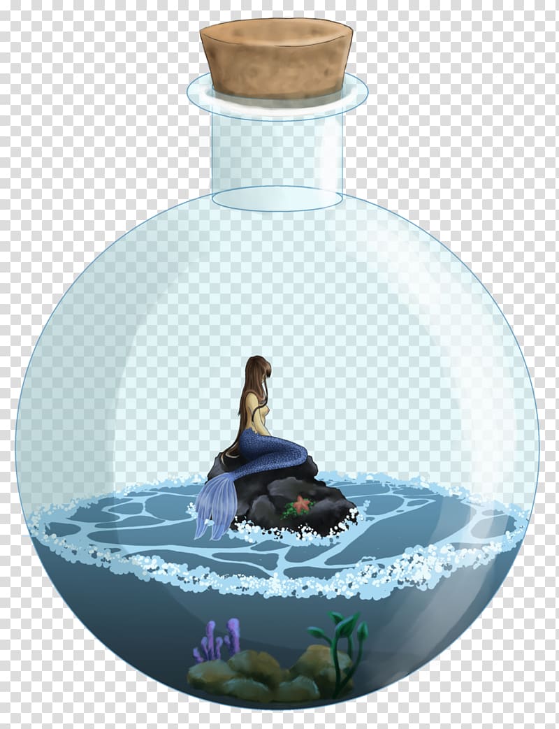 Bottle Drawing Jar Art, Mermaid transparent background PNG clipart