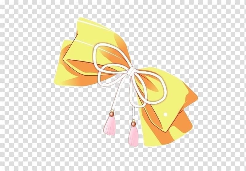 Butterfly Yellow Shoelace knot, Yellow bow transparent background PNG clipart