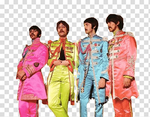 the Beatles in double breasted coat, The Beatles Sergent Pepper transparent background PNG clipart