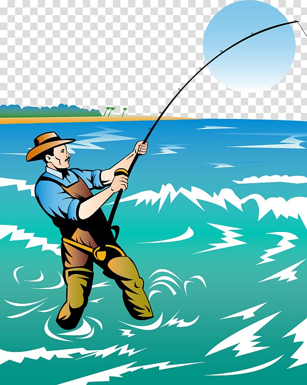 Cartoon Fisherman Illustration, Fishing transparent background PNG clipart