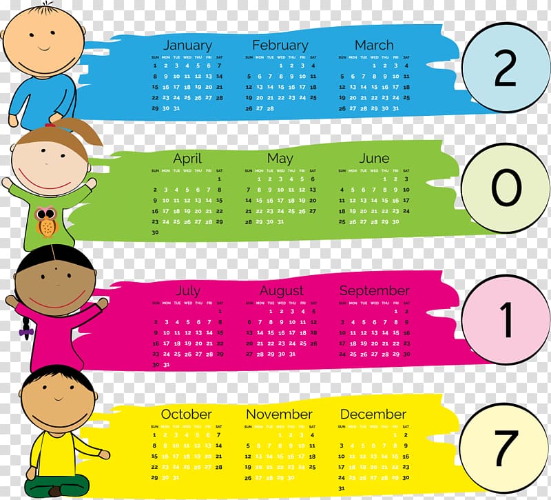 Calendar Illustration, children calendar 2017 transparent background PNG clipart