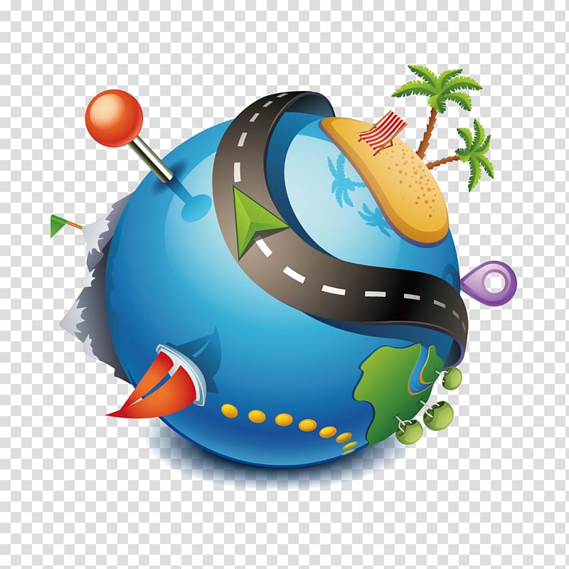 planet earth illustration, Package tour Travel Agent Icon, Global Vacation Travel transparent background PNG clipart