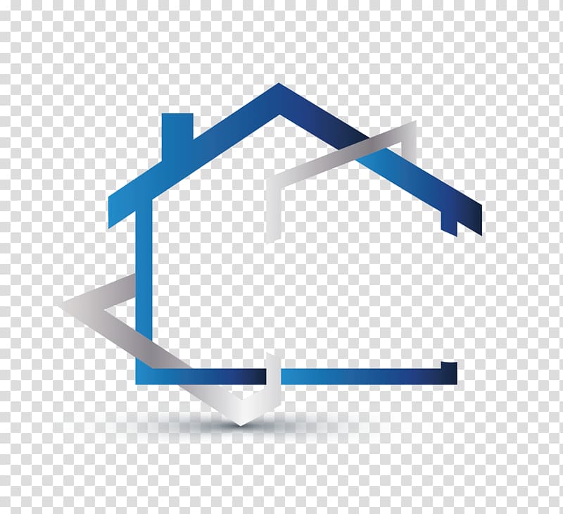 blue and grey house-shaped logo illustration, House Logo Interior Design Services, Home transparent background PNG clipart