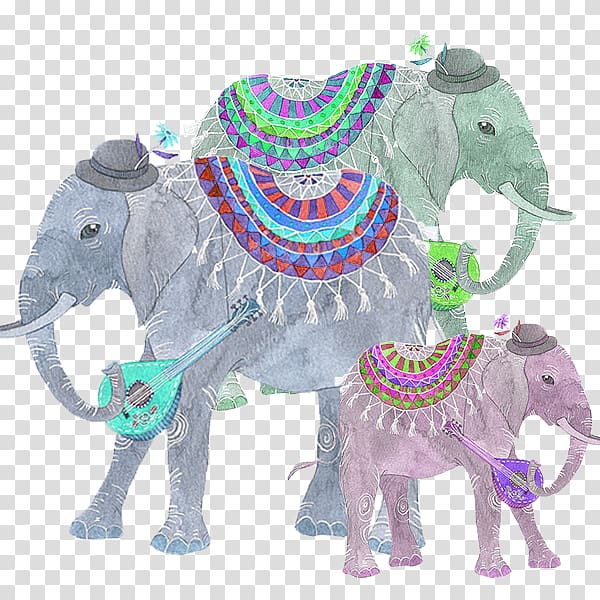 three elephants , Elephants in Thailand Elephants in Thailand Computer file, Hand painted Thailand elephant transparent background PNG clipart