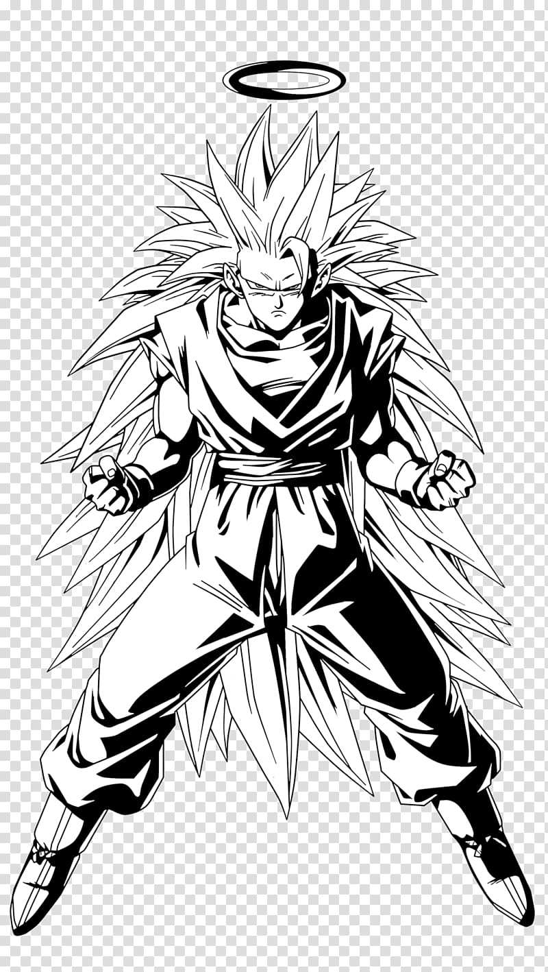 Goku Super Saiyan Black and white Line art Mangaka, Sketches illustration transparent background PNG clipart