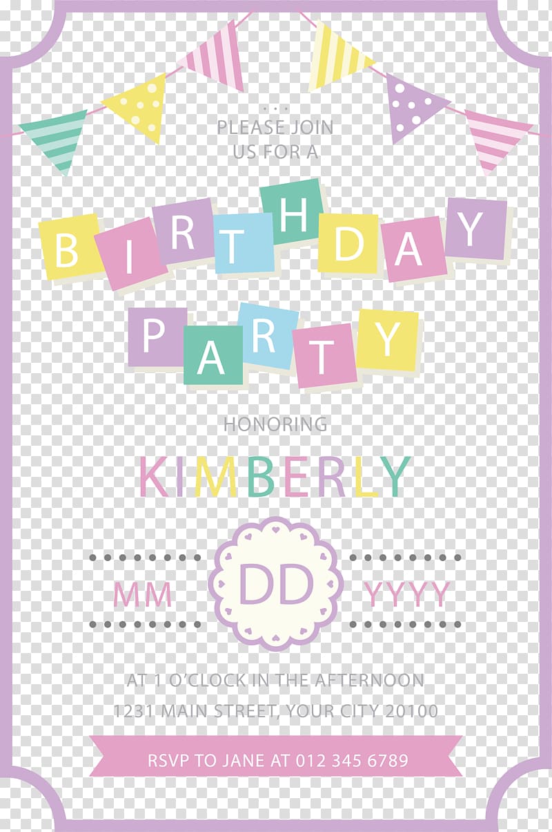 Happy Birthday bunting, Birthday Paper Wedding invitation Party Gift, Birthday party invitation Poster transparent background PNG clipart