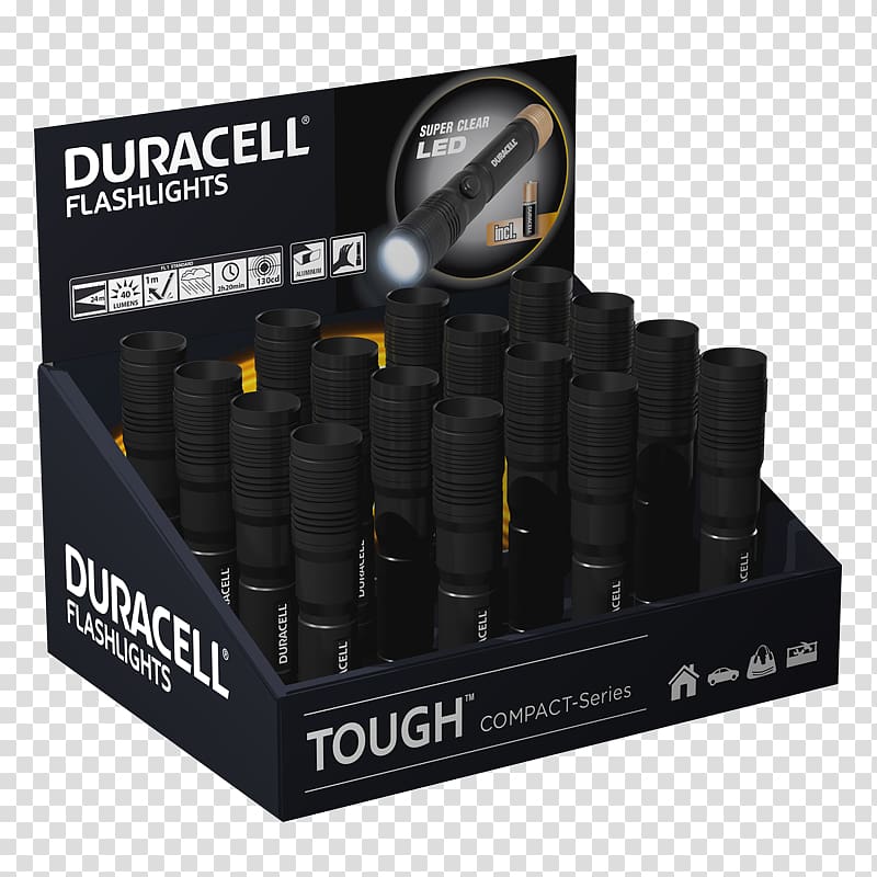Flashlight Electric battery Duracell Light-emitting diode CMP-9-D16, Duracell Flashlights transparent background PNG clipart