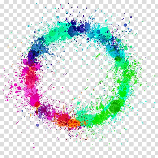Paint Color Illustration, Color ink splash ring, teal, blue, green, and pink abstract illustration transparent background PNG clipart