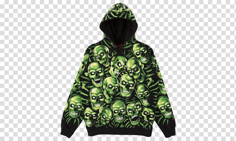 Hoodie T-shirt Supreme Skull Pile Hooded Sweatshirt Clothing, T-shirt transparent background PNG clipart