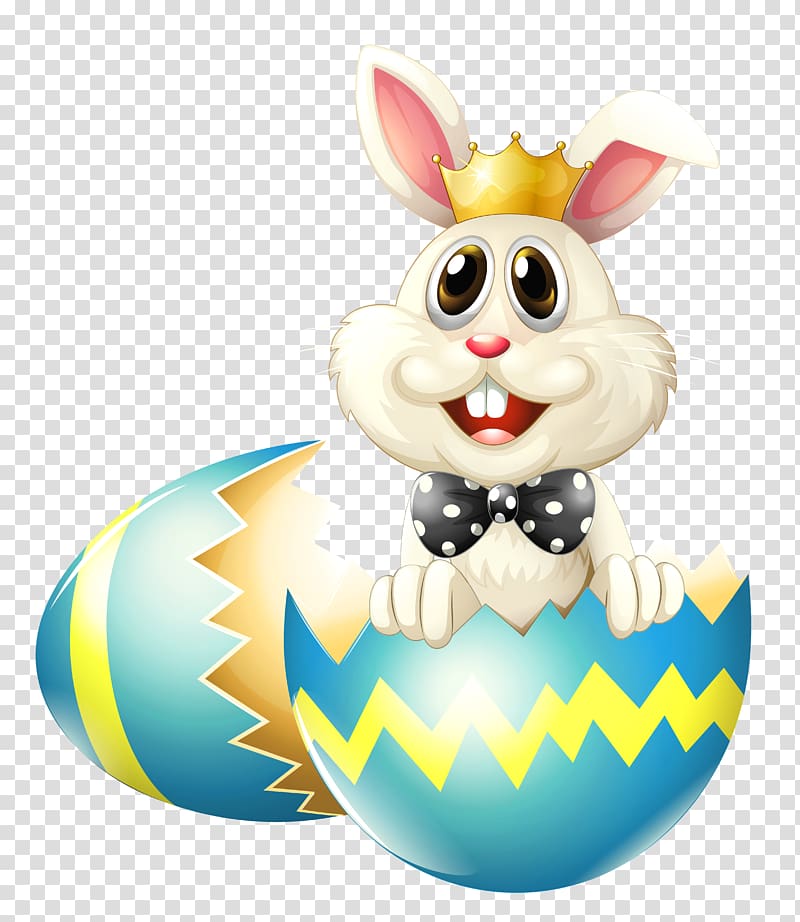 rabbit on cracked egg , Easter , Easter Bunny with Crown transparent background PNG clipart
