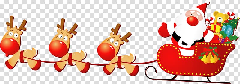 Santa Claus\'s reindeer Santa Claus\'s reindeer Sled Christmas, santa sleigh transparent background PNG clipart