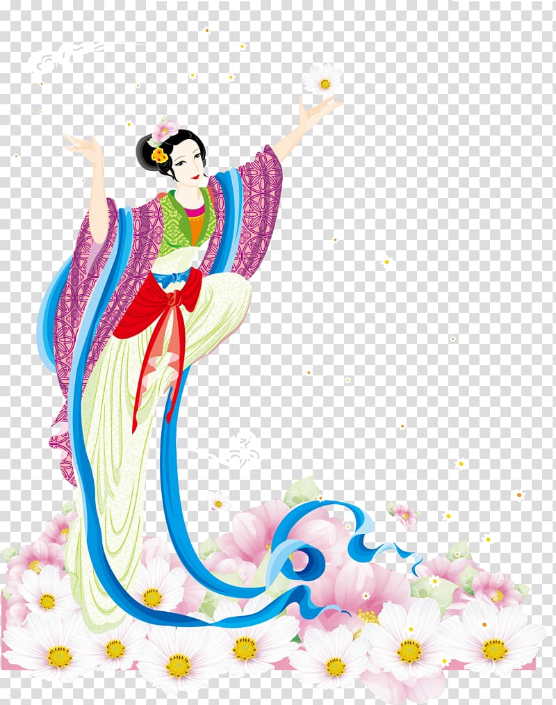 Mid-Autumn Festival Change Icon, Ancient fairy dance diagram transparent background PNG clipart
