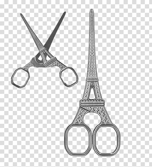 Eiffel Tower Scissors Embroidery Hair-cutting shears, eiffel tower transparent background PNG clipart