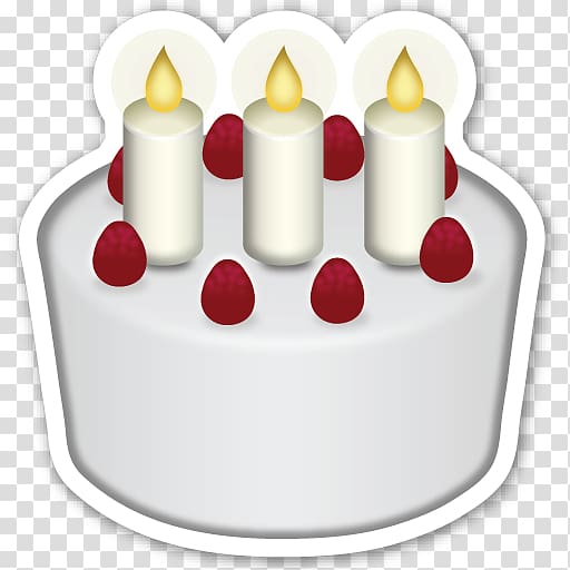 white and red cake with strawberries and candle , Birthday cake Emoji Sticker, Emoji transparent background PNG clipart