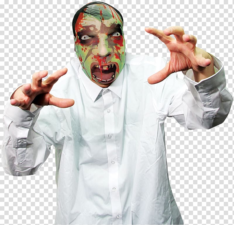 Halloween Mask Disguise Zombie Costume party, tombstone with zombie hand transparent background PNG clipart