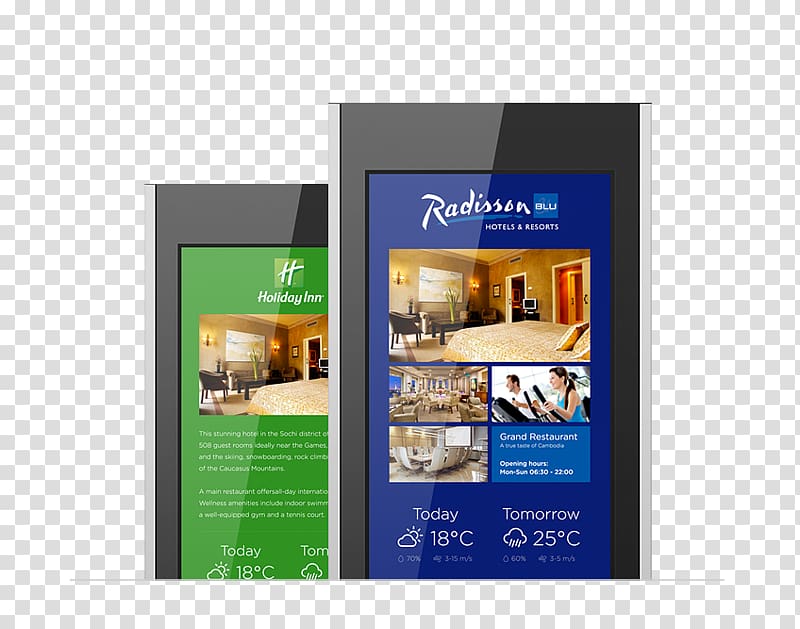 Digital Signs Display advertising Signage Hotel, Signage Solution transparent background PNG clipart