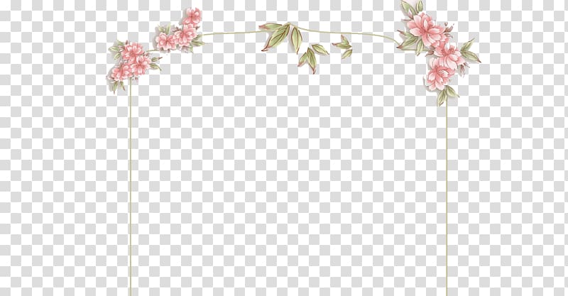 pink and green flowers border illustration, Petal Floral design Angle Pattern, Flower frame material transparent background PNG clipart