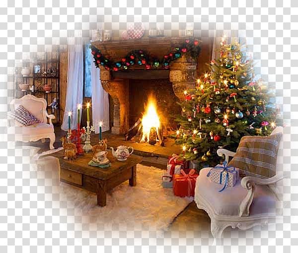Living room Christmas House, christmas transparent background PNG clipart
