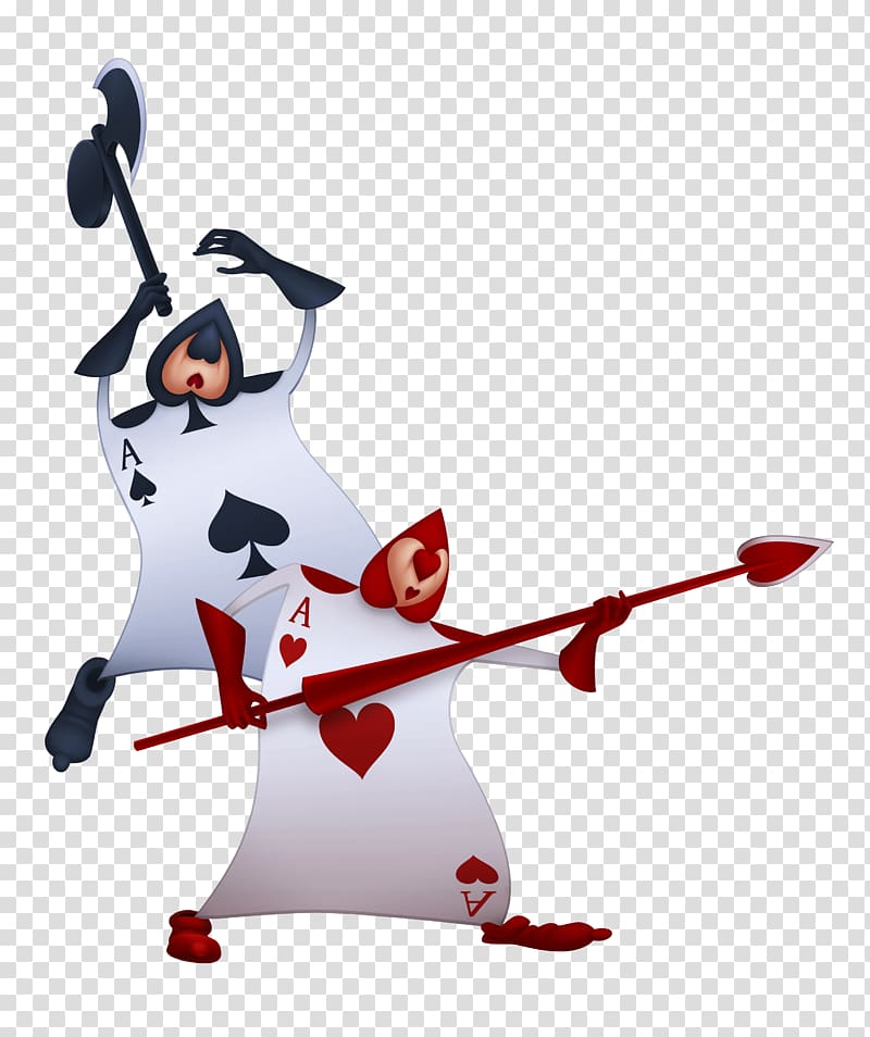 two Alice in the Wonderland card soldiers, Alices Adventures in Wonderland Queen of Hearts King of Hearts Playing card, Alice In Wonderland transparent background PNG clipart