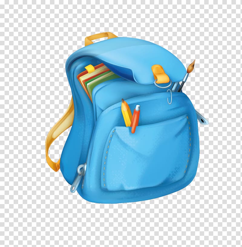 Blue Bag Backpack, Blue bag material transparent background PNG clipart