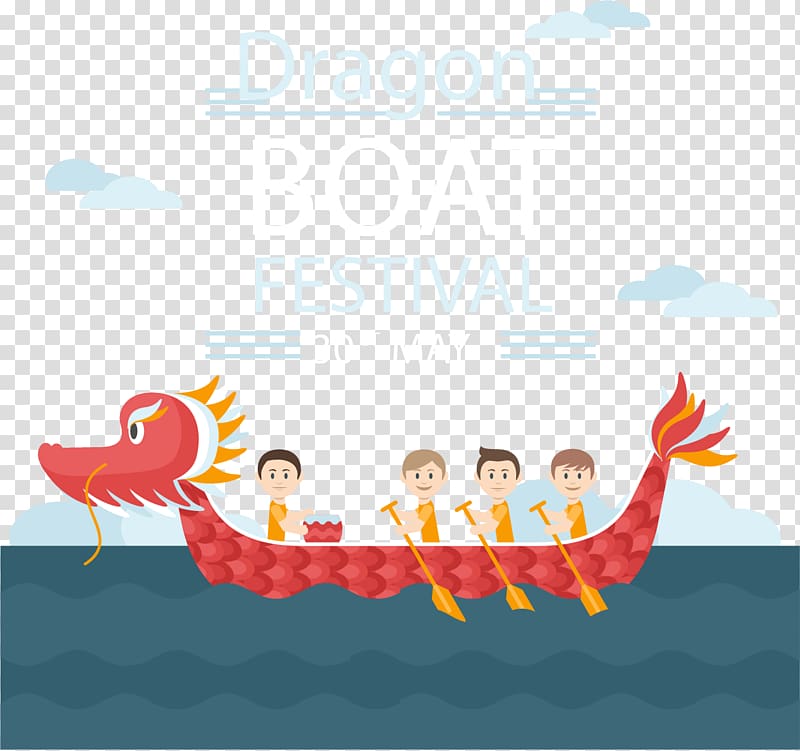 Zongzi Dragon Boat Festival Bateau-dragon, hand-painted rowing transparent background PNG clipart