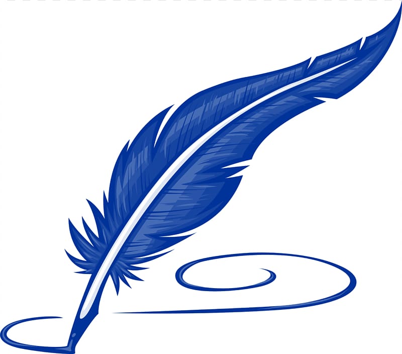 blue feather marker illustration, Paper Pen Quill Feather , feather transparent background PNG clipart
