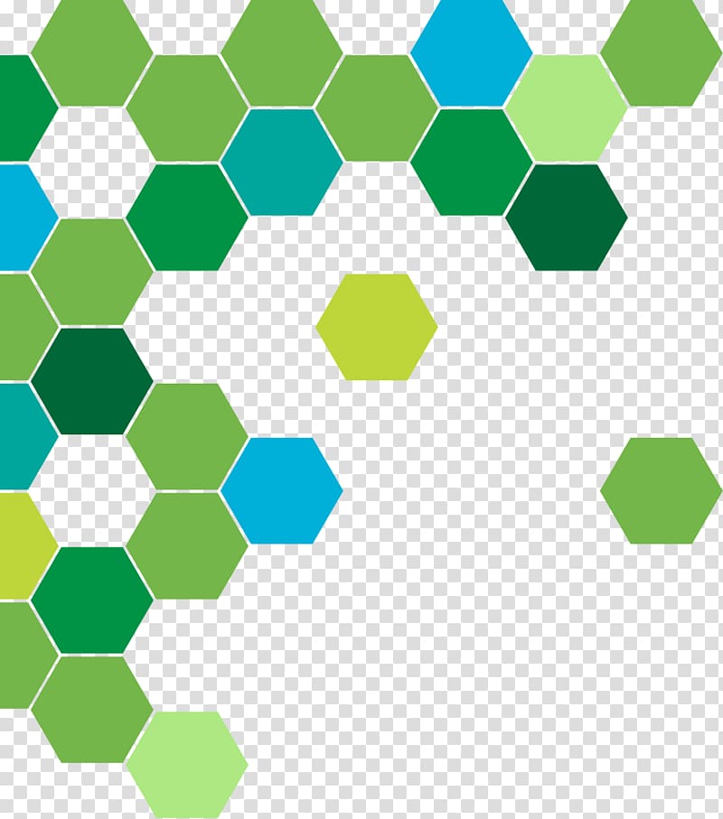 Green abstract geometric circle, green and blue honeycomb pattern transparent background PNG clipart