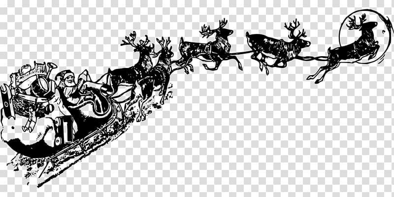 Santa Claus Reindeer Sled Christmas , santa rides on the elk transparent background PNG clipart