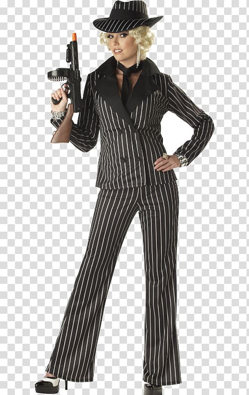 Costume party Gangster Gun moll Clothing, woman transparent background PNG clipart