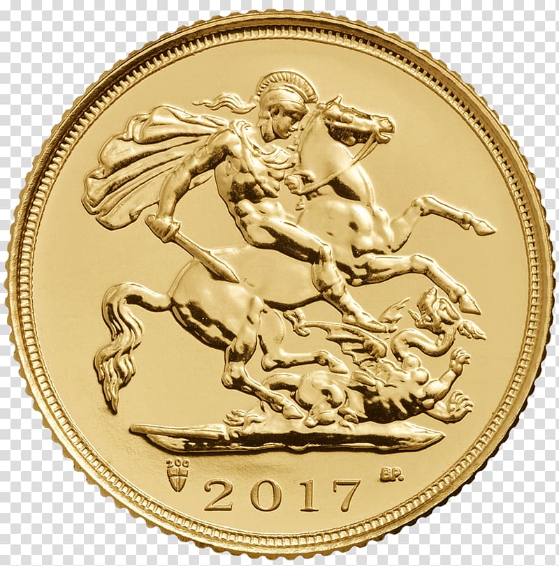 Royal Mint Half sovereign Bullion coin, silver coins transparent background PNG clipart