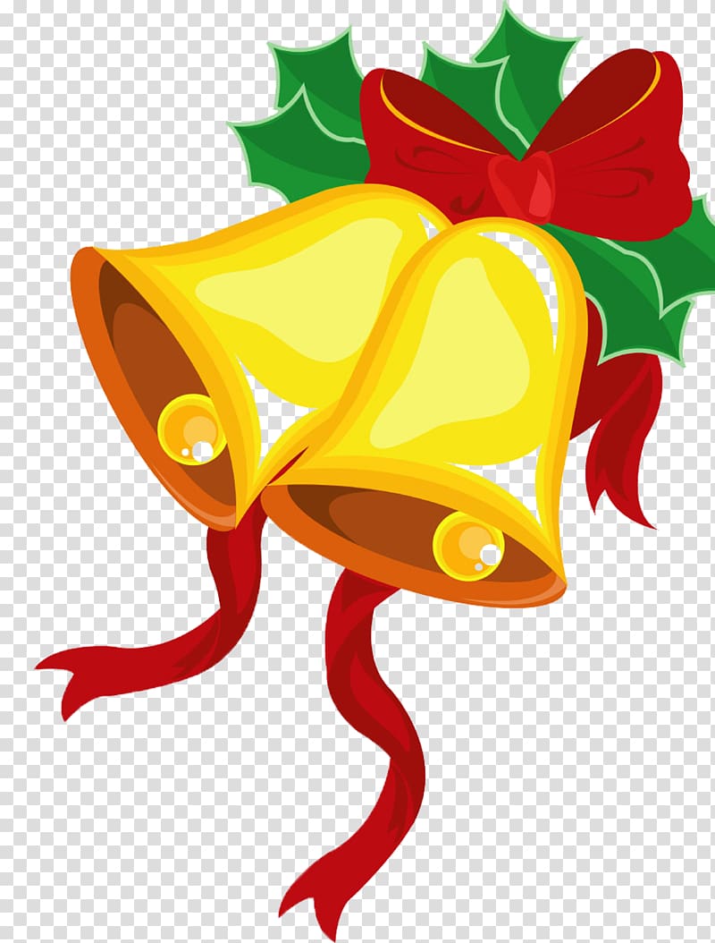 Christmas Cartoon Graphic design, Yellow bell cartoon material transparent background PNG clipart