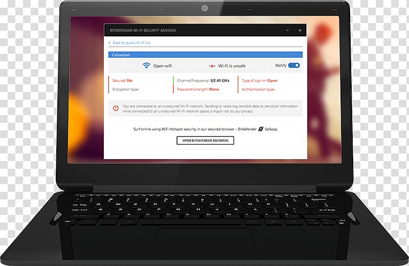 Netbook Bitdefender Antivirus Antivirus software Bitdefender Internet Security, Laptop transparent background PNG clipart