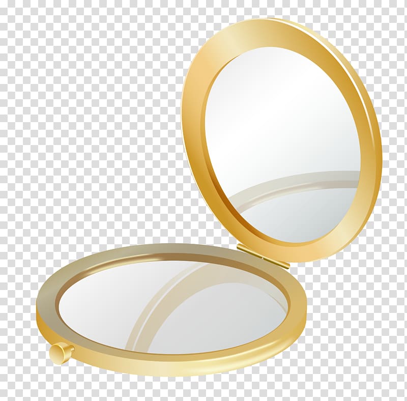 gold-colored flip pocket mirror illustration, Compact Mirror Cosmetics , Gold Compact Mirror transparent background PNG clipart