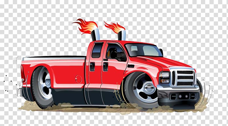 Pickup truck Cartoon Comics, Hand-drawn cartoon caricature cartoon pickup truck transparent background PNG clipart