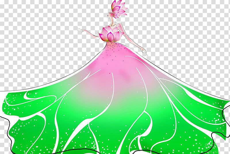 Nelumbo nucifera, A lotus flower girl transparent background PNG clipart