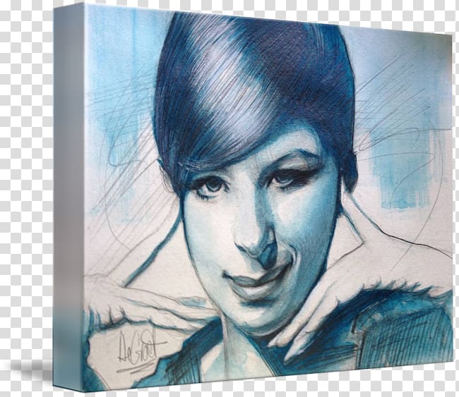 Portrait Watercolor painting Modern art Acrylic paint, barbra streisand transparent background PNG clipart