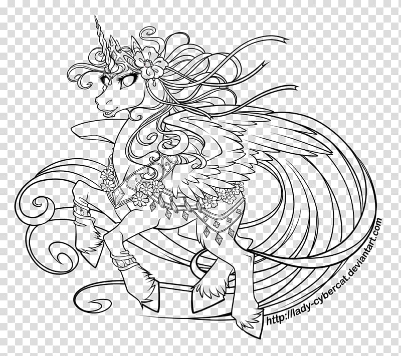 Line art Princess Celestia Drawing Digital art, Princess UNICORN transparent background PNG clipart