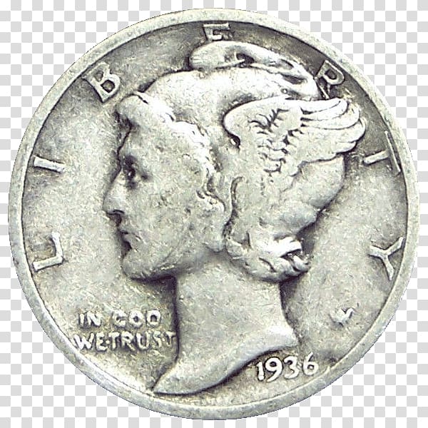 Mercury dime Liberty Head nickel Morgan dollar, silver transparent background PNG clipart