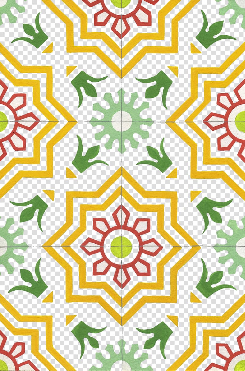 orange, green, and white floral mat, Tile Business Company Industry, Tile flower pattern transparent background PNG clipart