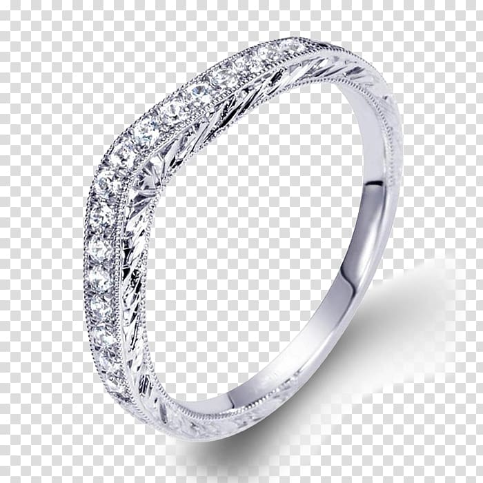 Diamantaire Wedding ring Silver, curve ring transparent background PNG clipart