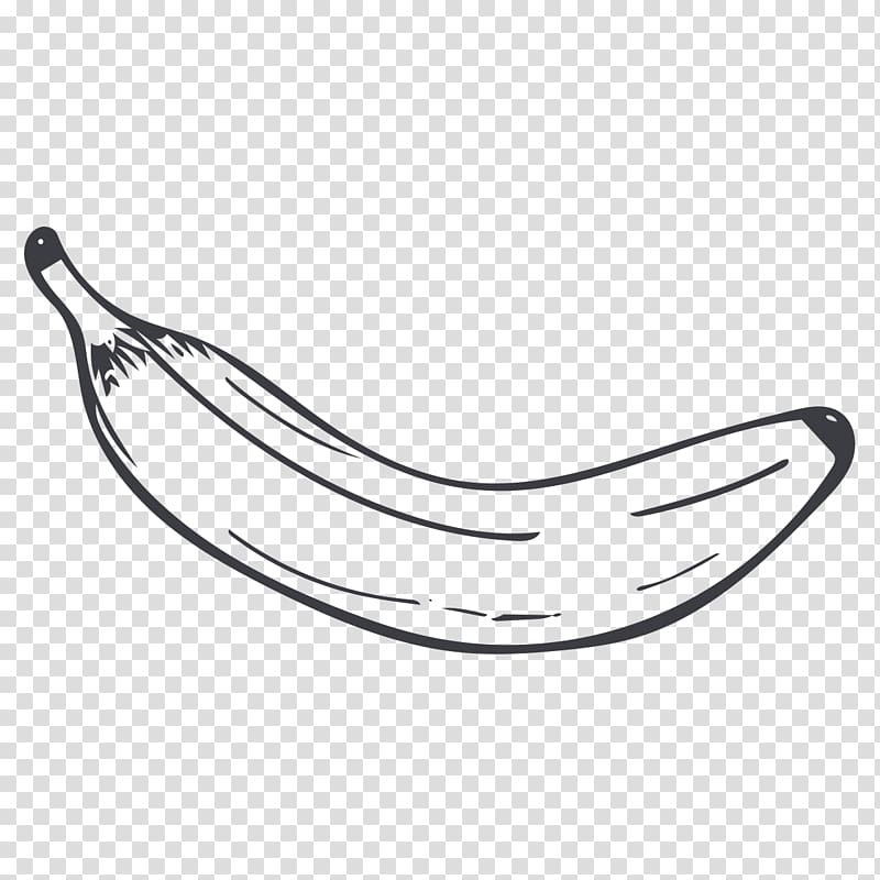 Black and white Fruit Banana, Banana line transparent background PNG clipart