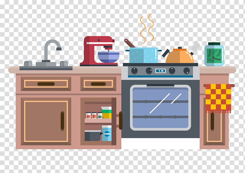 brown kitchen illustration, Kitchenware Animation Cartoon, Pressure cooker kitchen furniture show transparent background PNG clipart