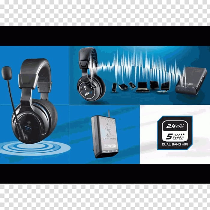 Headphones Turtle Beach Ear Force PX4 Quickstart guide Wireless Bluetooth, headphones transparent background PNG clipart